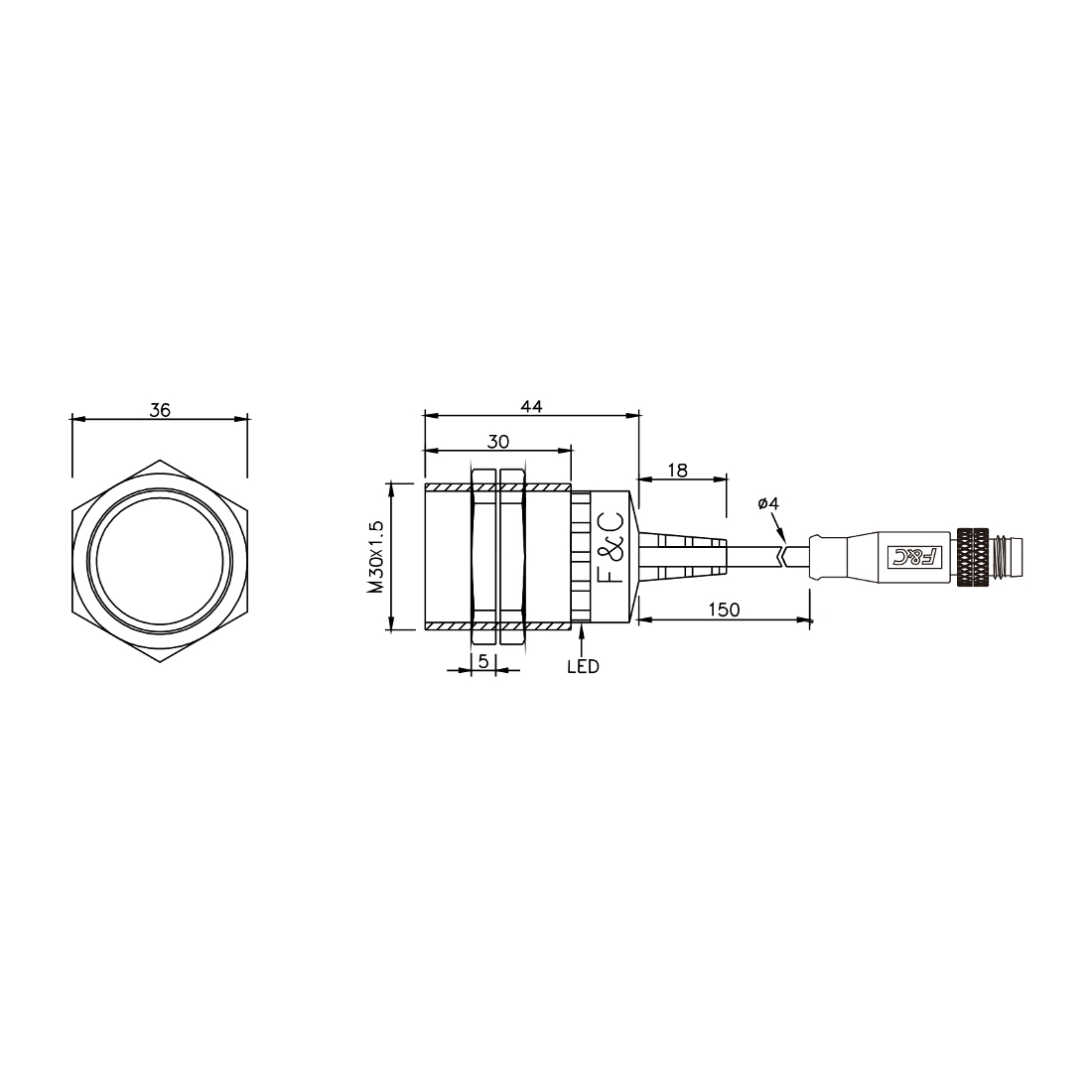 F3L-30ES15-P/15D M12 габариты